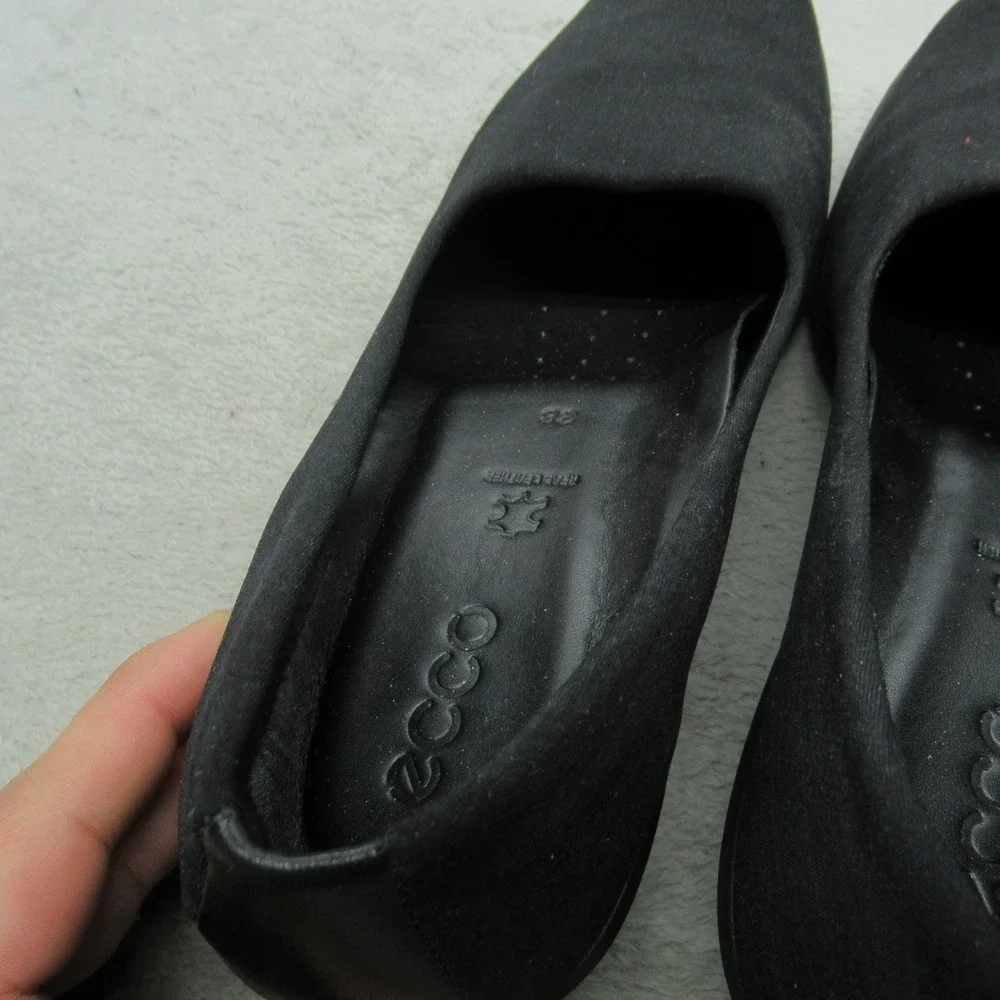 ECCO Womens 7.5 Felicia Loafer Black Stretch Wedge‎ Slip On Comfort Casual EU38
